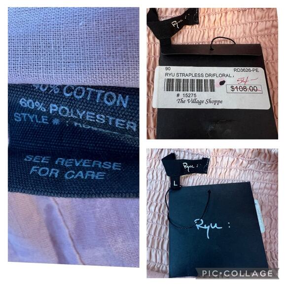 RYU New Strapless 3D Floral Applique Rhinestone Mini Dress Large Mesh Fairy - Picture 11 of 14